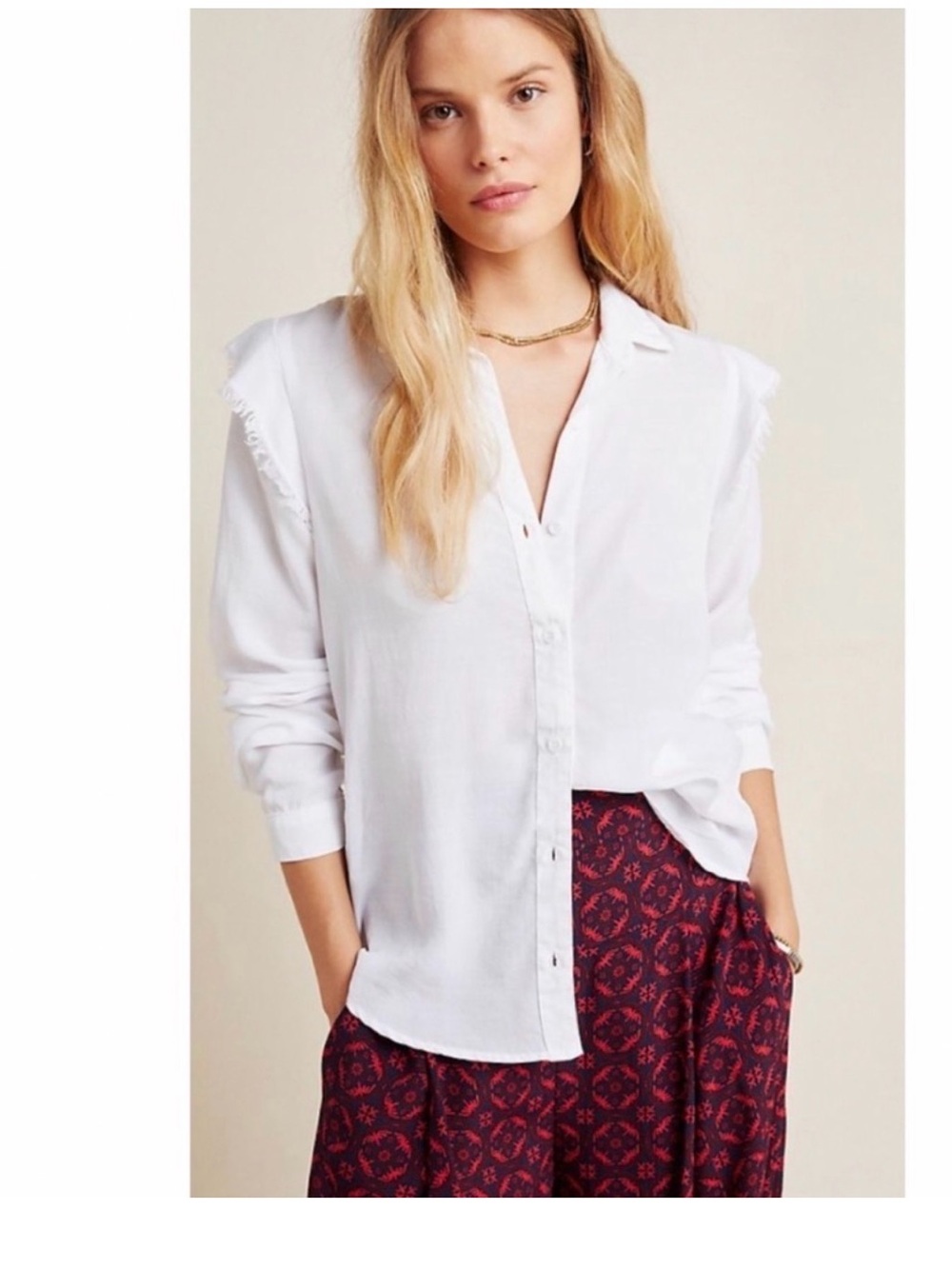 Anthropologie Cloth & Stone Ruffle
Button Down size M